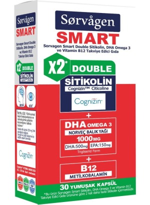 Sorvagen Double Sitikolin Dha Omega 3 ve B12 30 Kapsül